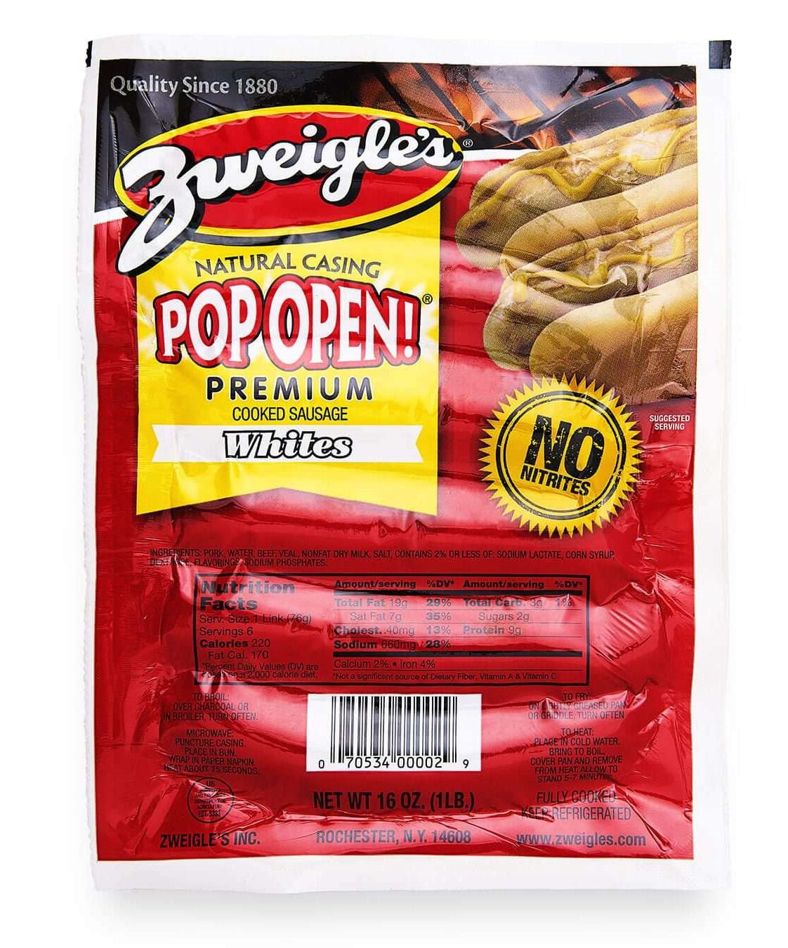 Zweigle Hot Dogs White 8 lbs. (8 Packs of 6 hot Dogs)